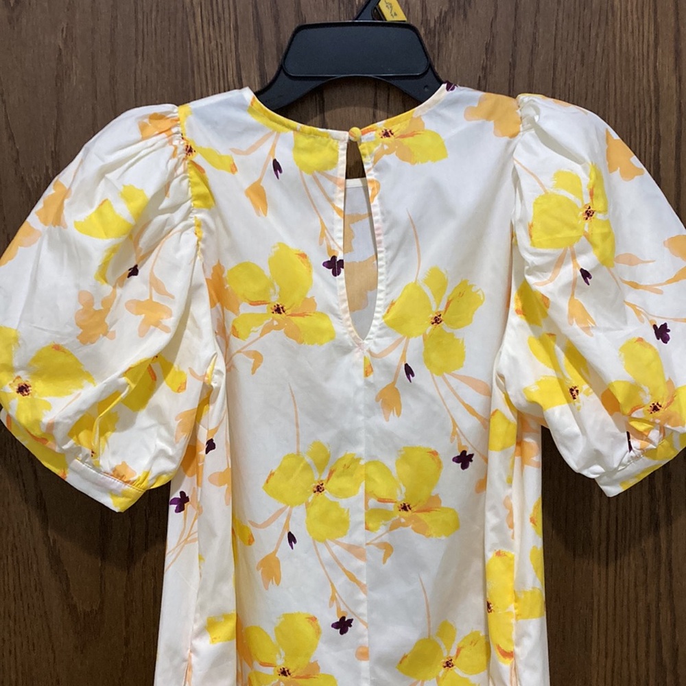 New a new day cream and yellow floral cotton summer dress - Picture 5 of 10